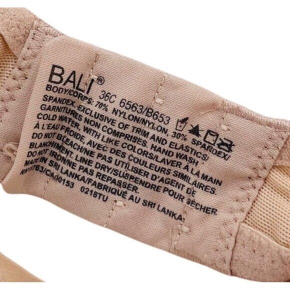 Bali Lift Moderate Coverage Bra 36C Adjustable Straps Nylon/Spandex Beige - Picture 6 of 6